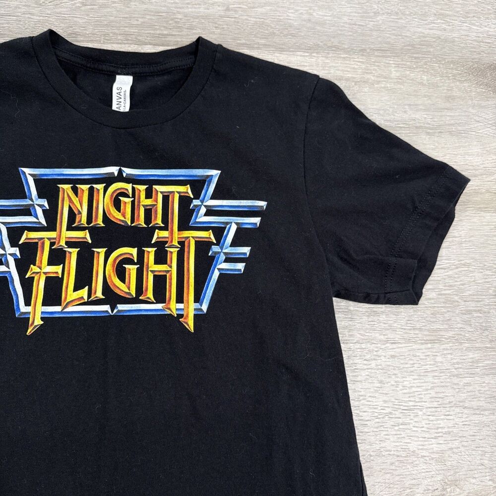 Night Flight Shirt Retro Logo Black Short Sleeve Tee Men’s Medium - Picture 4 of 7